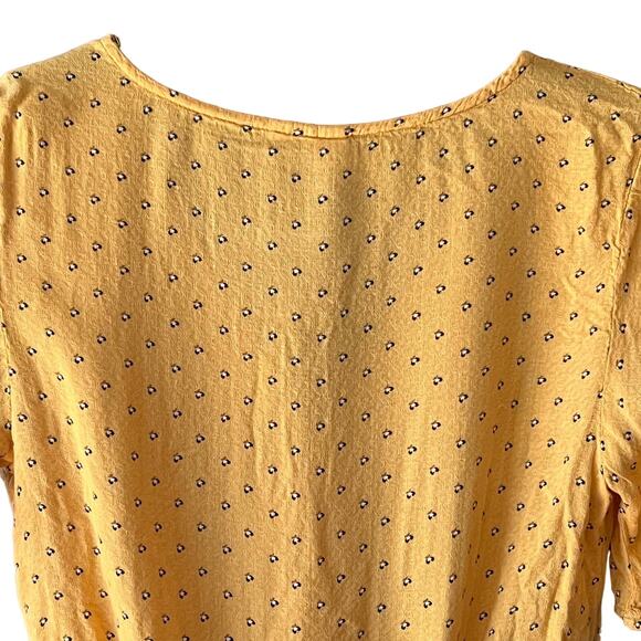 Sky And Sparrow Yellow Floral Crop Top Sz Small Flutter Sleeve - Picture 7 of 12